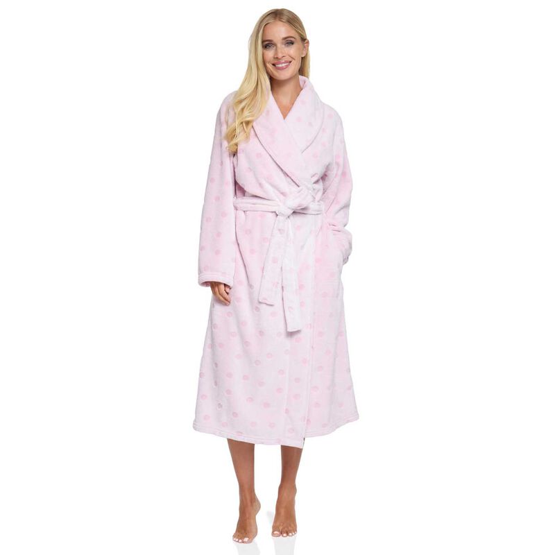 La Marquise Plush Polka Shawl Collar Robe image number 0
